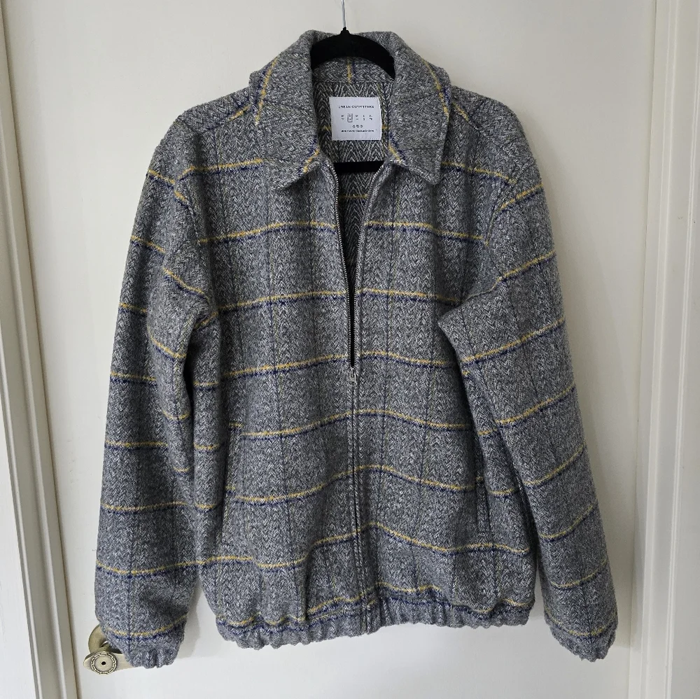 Urban Outfitters Men's Plaid Tweed Bomber Jacket Size Small